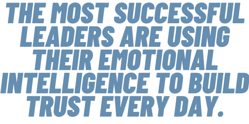 A quote that says, "The most successful leaders are using their emotional intelligence to build trust every day."