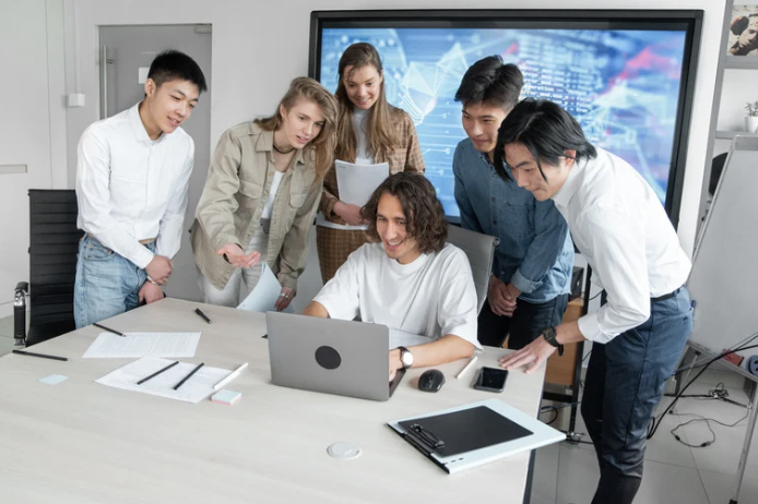 A team at work learning about AI.