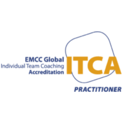 A graphic that says "EMCC Global Individual Team Coaching Accreditation (ITCA) Practitioner."