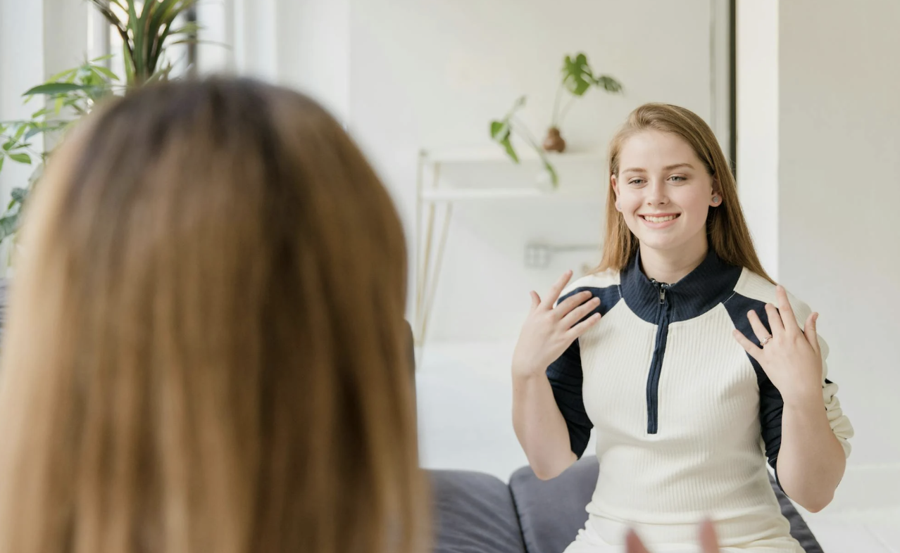 Two women having a conversation