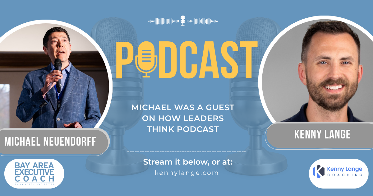 A graphic that shows Michael was a guest on How leaders Think podcast